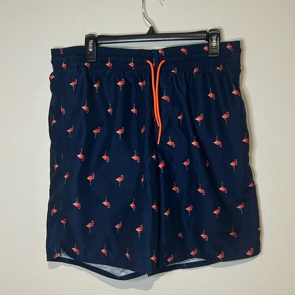 Old Navy Men’s Swim Trunks – Navy with Pink Flamingos, Size Large - Picture 6 of 6